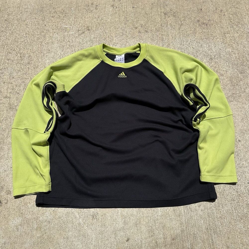 ADIDAS CLIMALITE MENS SIZE L BLACK YELLOW LONG SLEEV SPORT